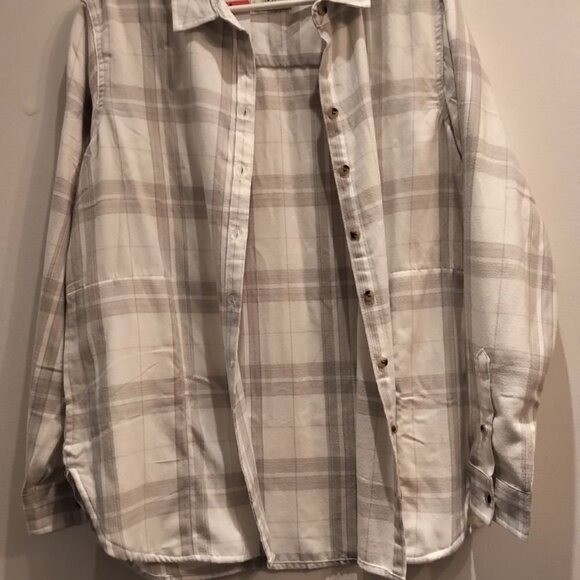 🥑NWT Jach’s New York Girlfriend Plaid Flannel Button Down Shirt JACHS GF Ivory - Picture 9 of 16